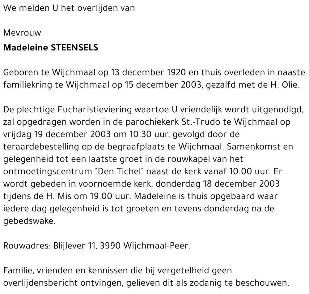 Madeleine STEENSELS