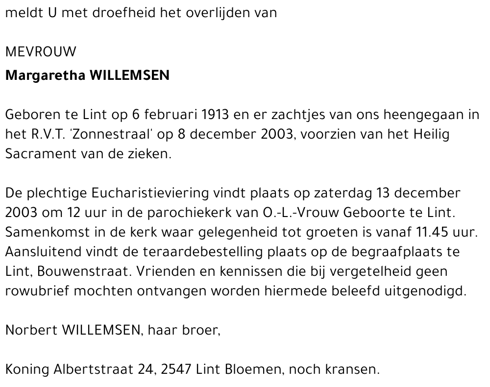 MARGARETHA WILLEMSEN