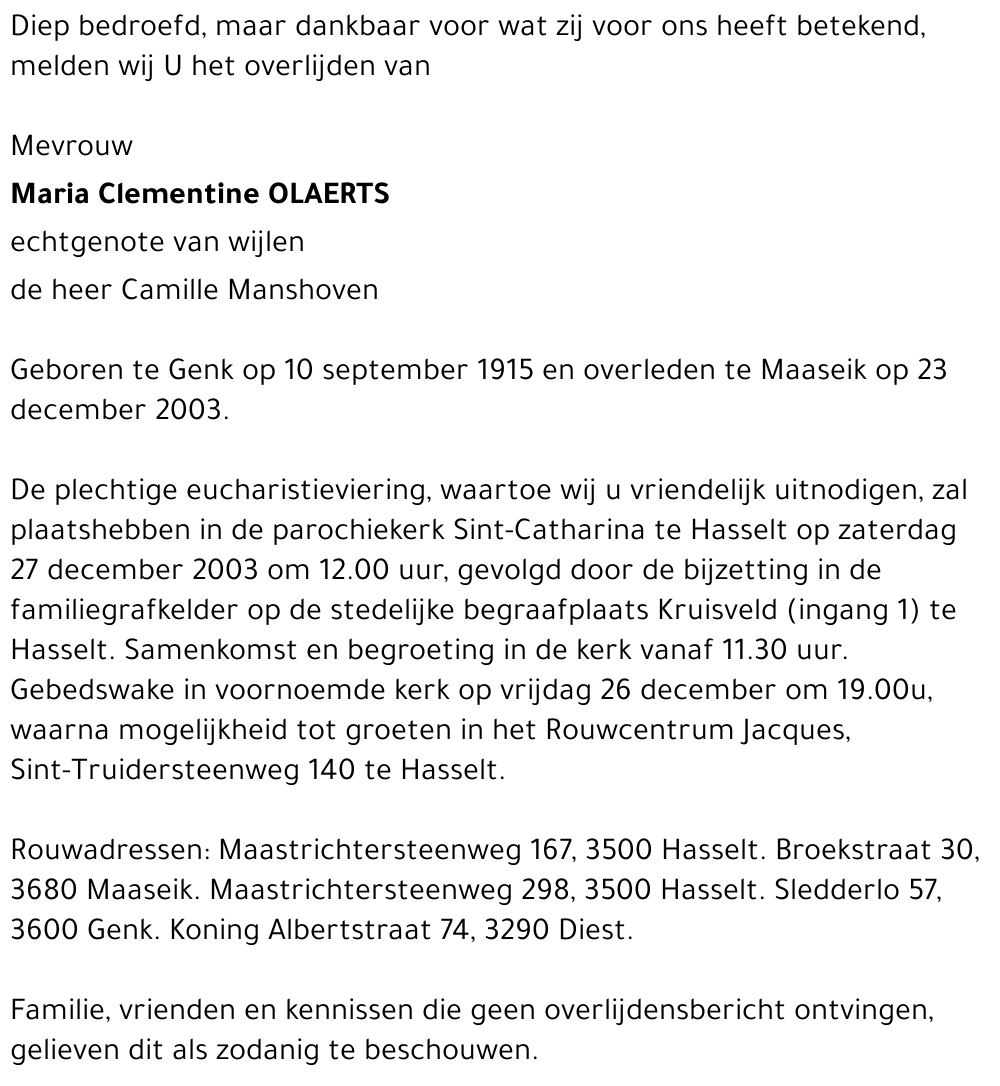 Maria Clementine Olaerts