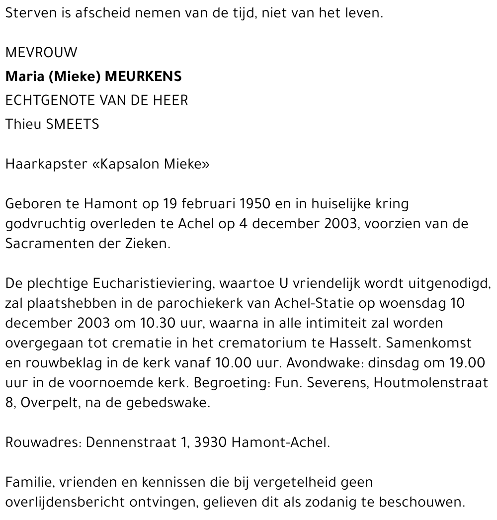 Maria (Mieke) Meurkens