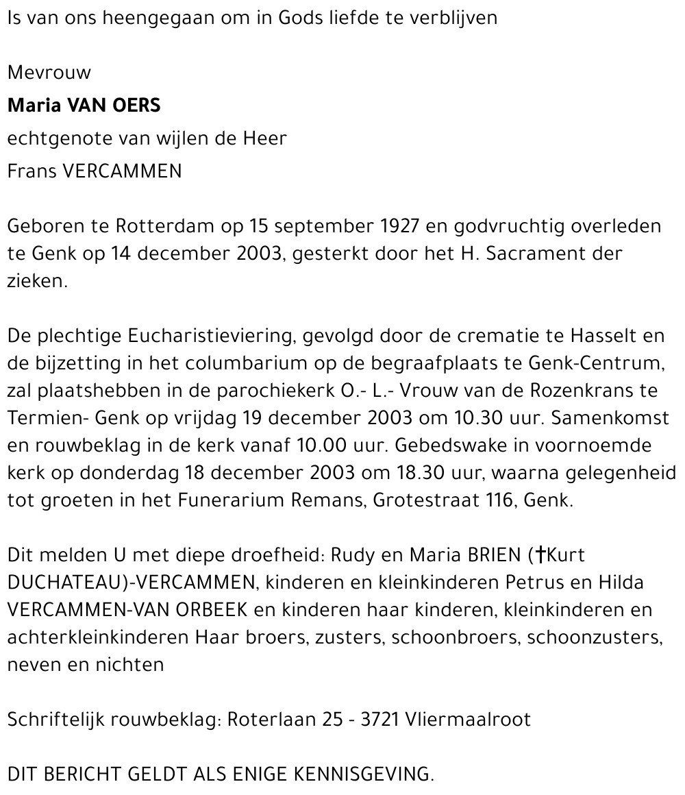 Maria VAN OERS