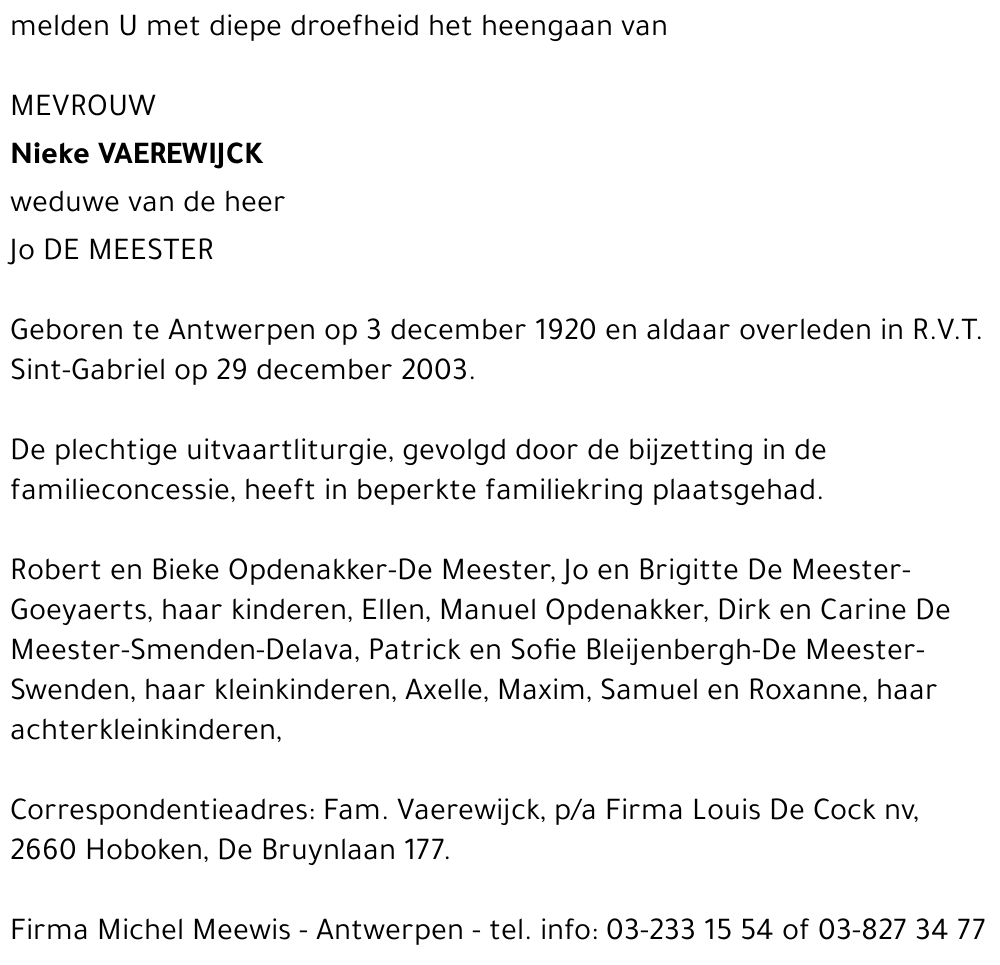 NIEKE VAEREWIJCK