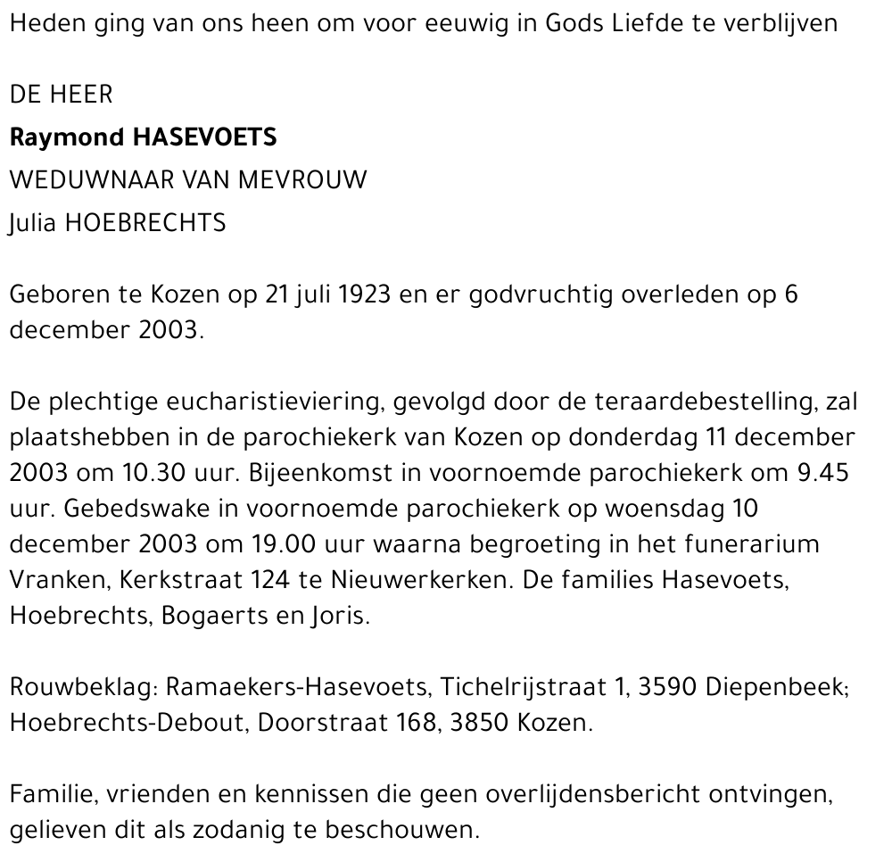 Raymond Hasevoets