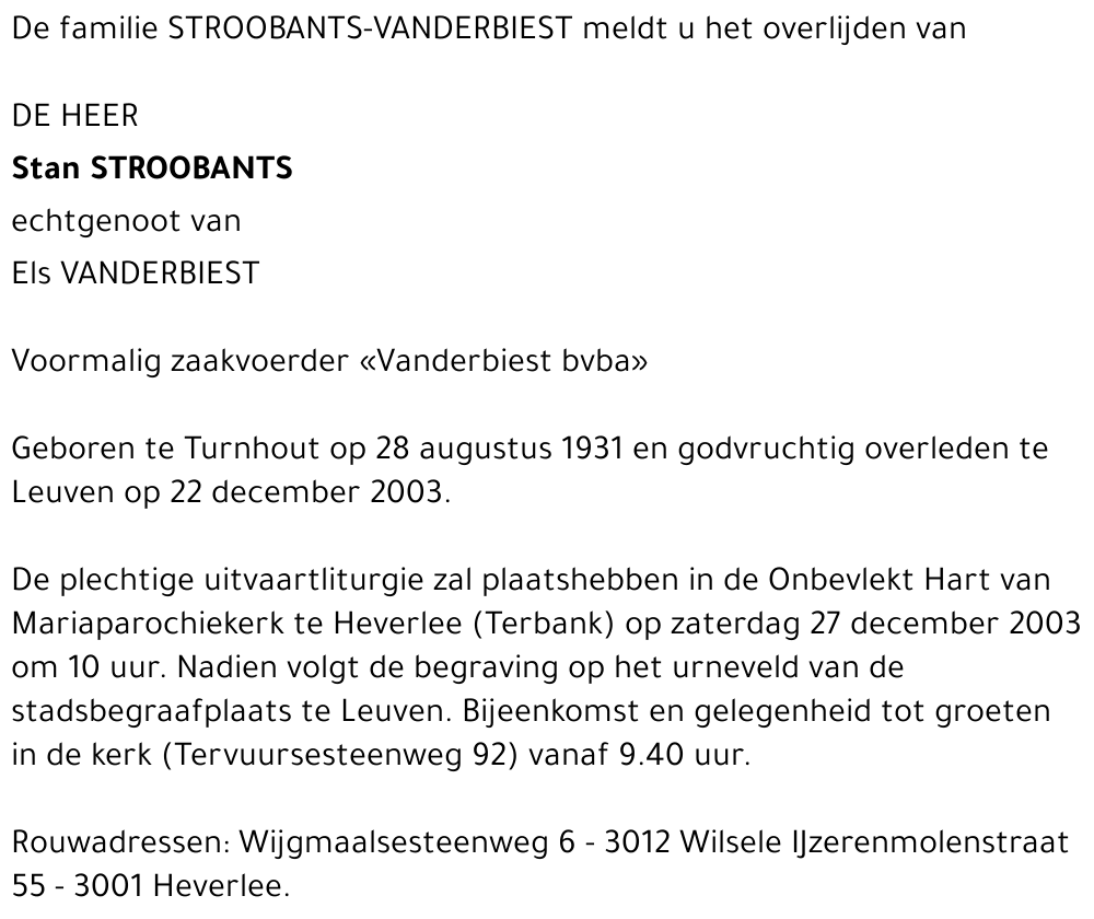 STAN STROOBANTS