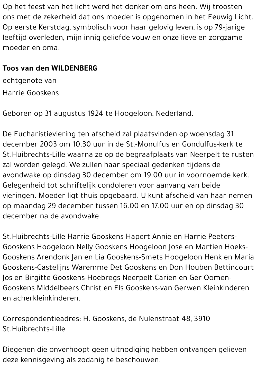 Toos van den Wildenberg