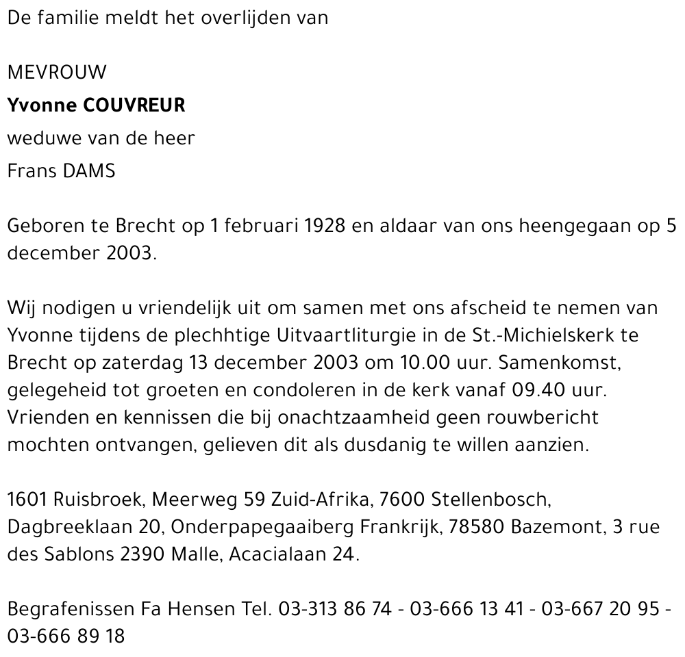 Yvonne Couvreur