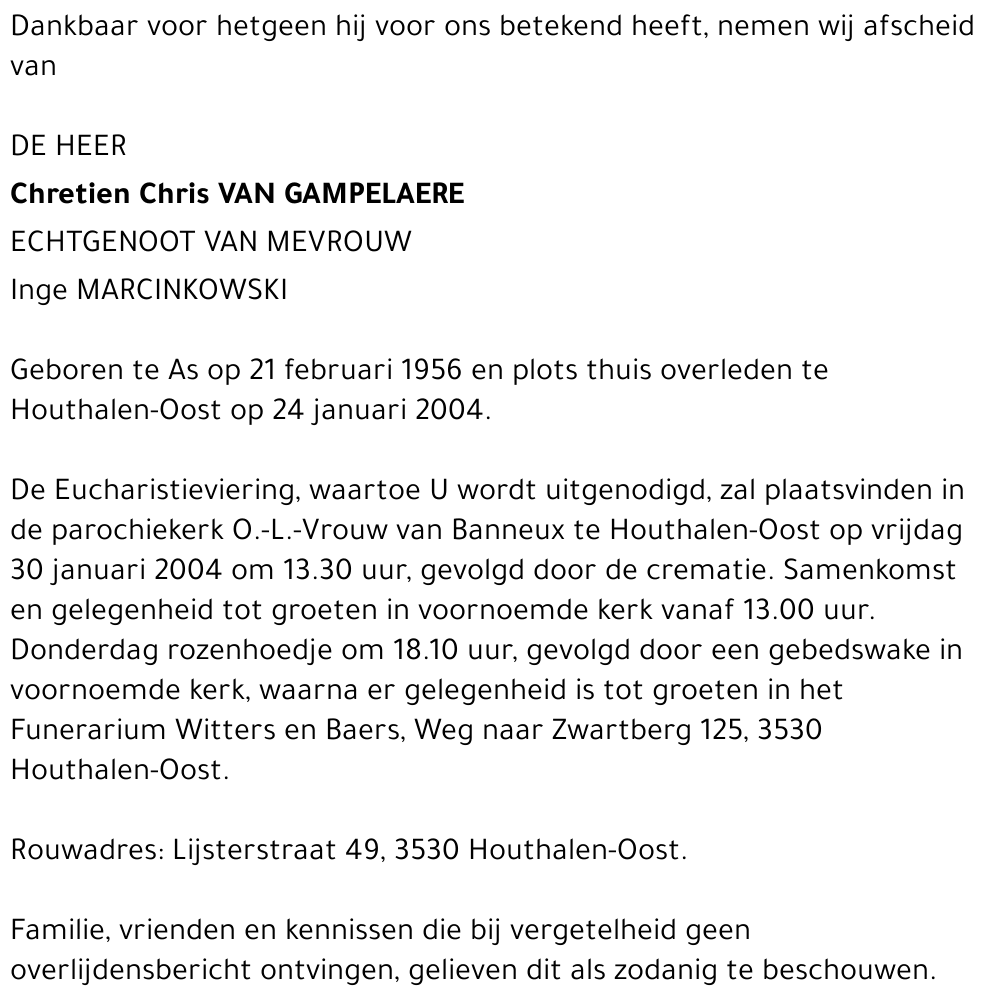 Chretien Chris Van Gampelaere