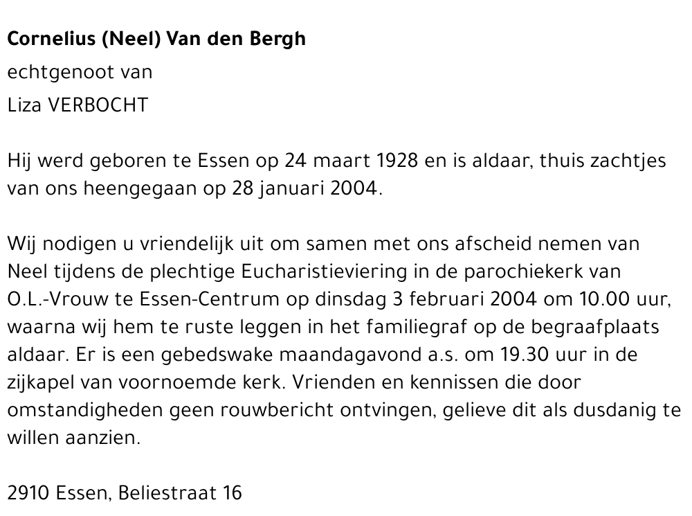 CORNELIUS VAN DEN BERGH