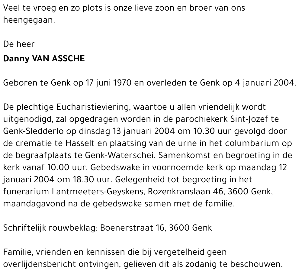 Danny VAN  ASSCHE