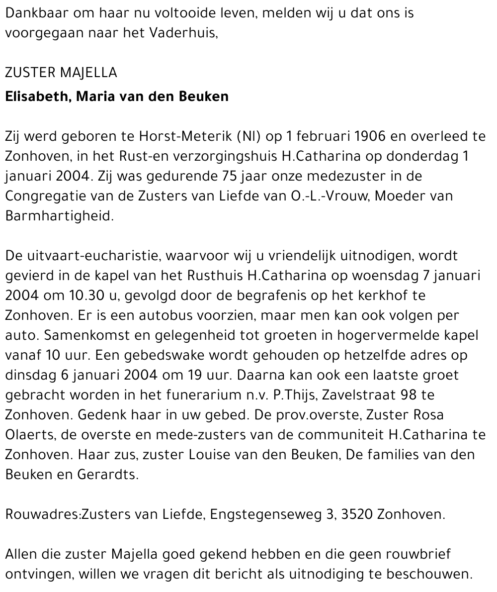 Elisabeth, Maria van den Beuken