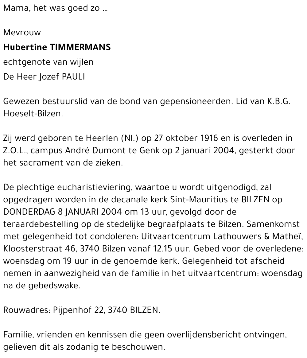 Hubertine TIMMERMANS