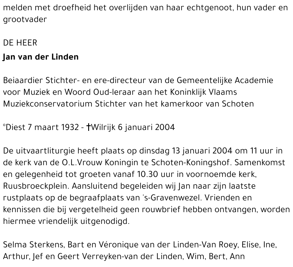 JAN VAN DER LINDEN