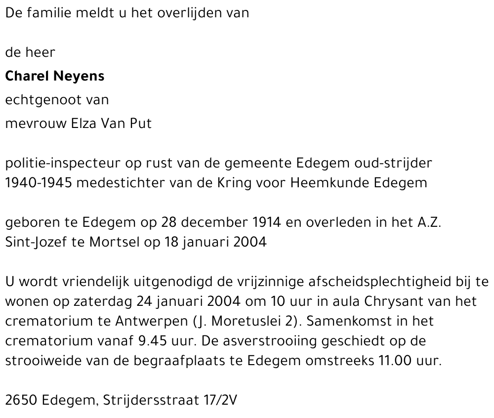 Josephus Carolus NEYENS