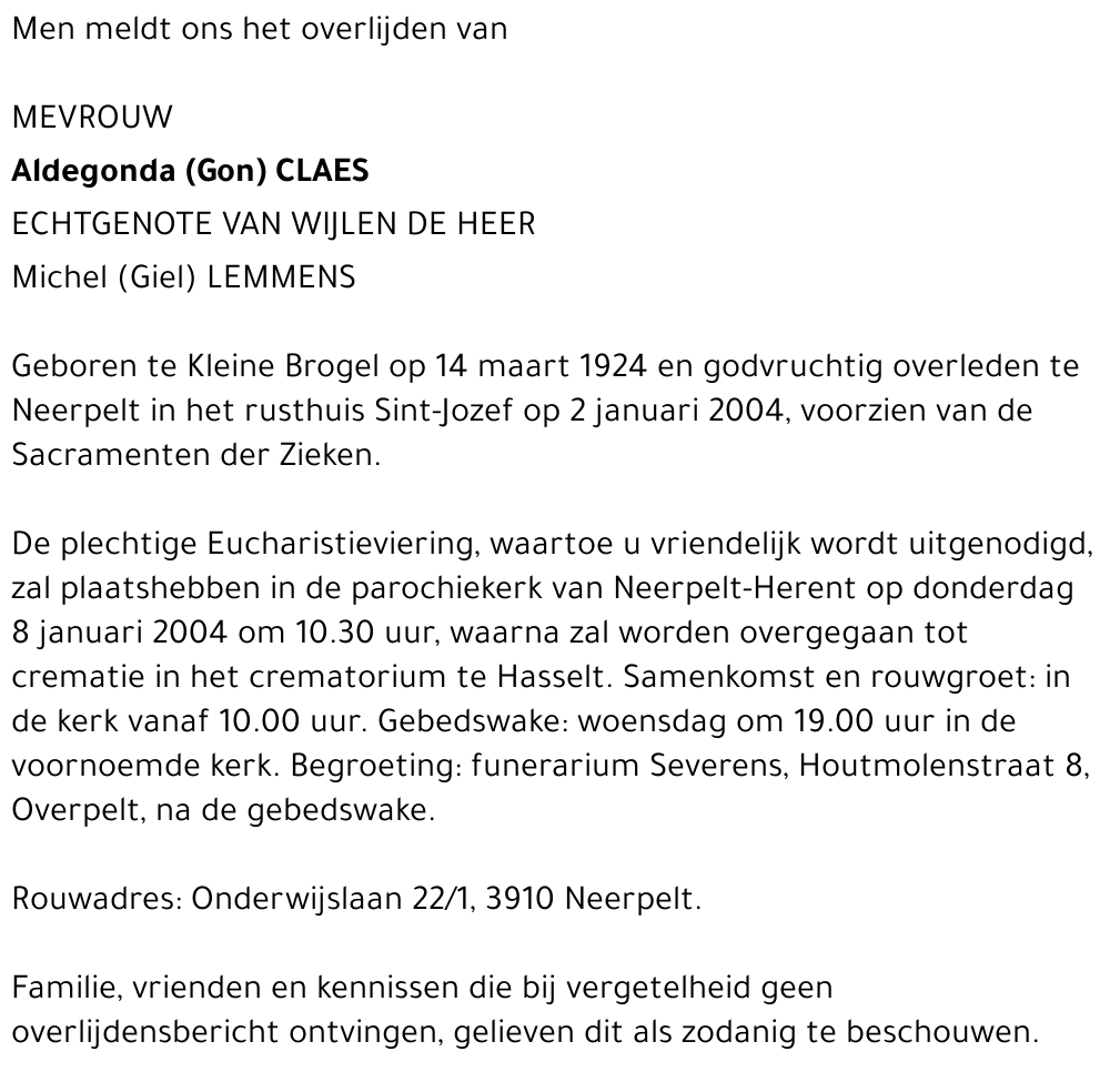 Maria Aldegonda Claes