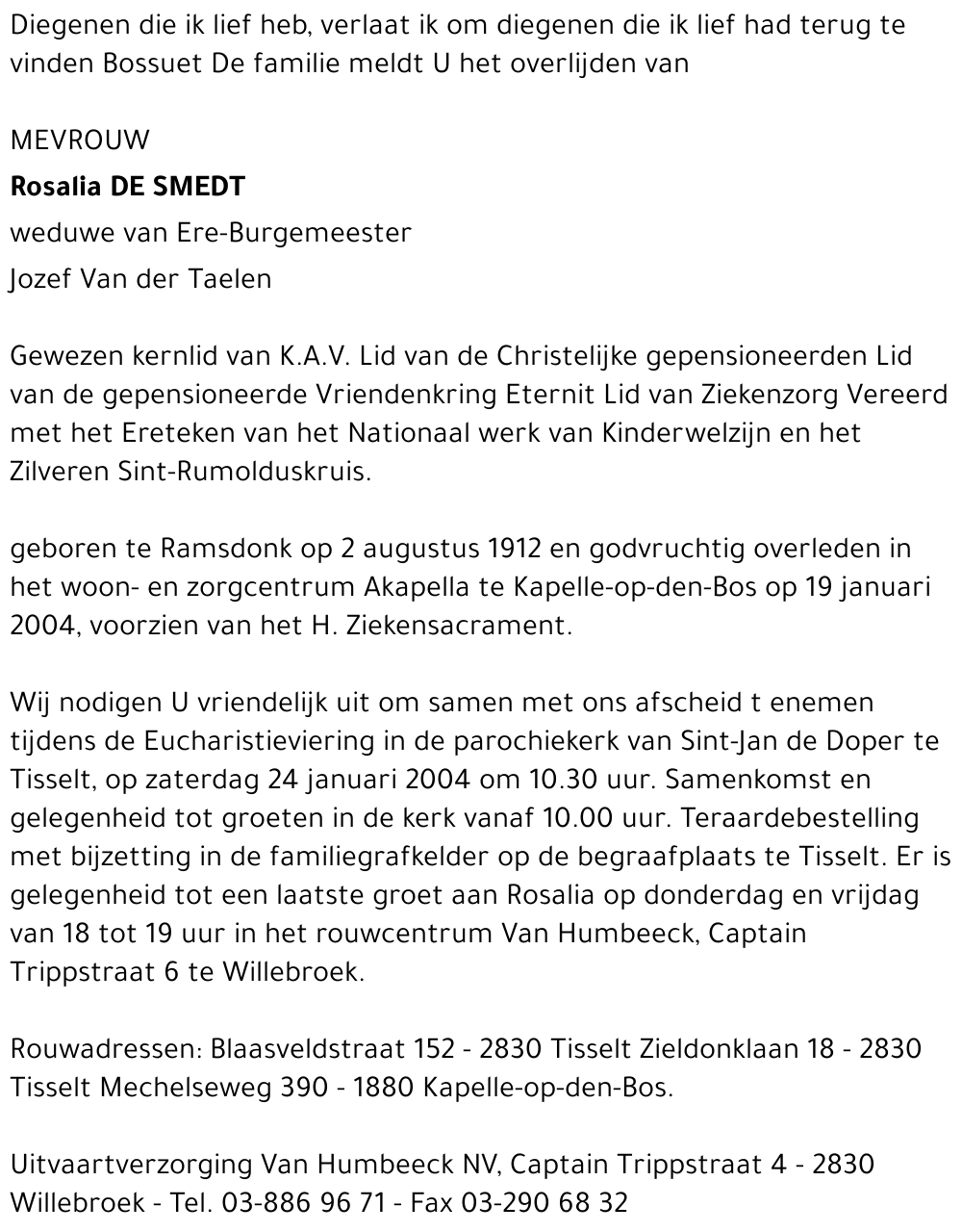 ROSALIA DE SMEDT