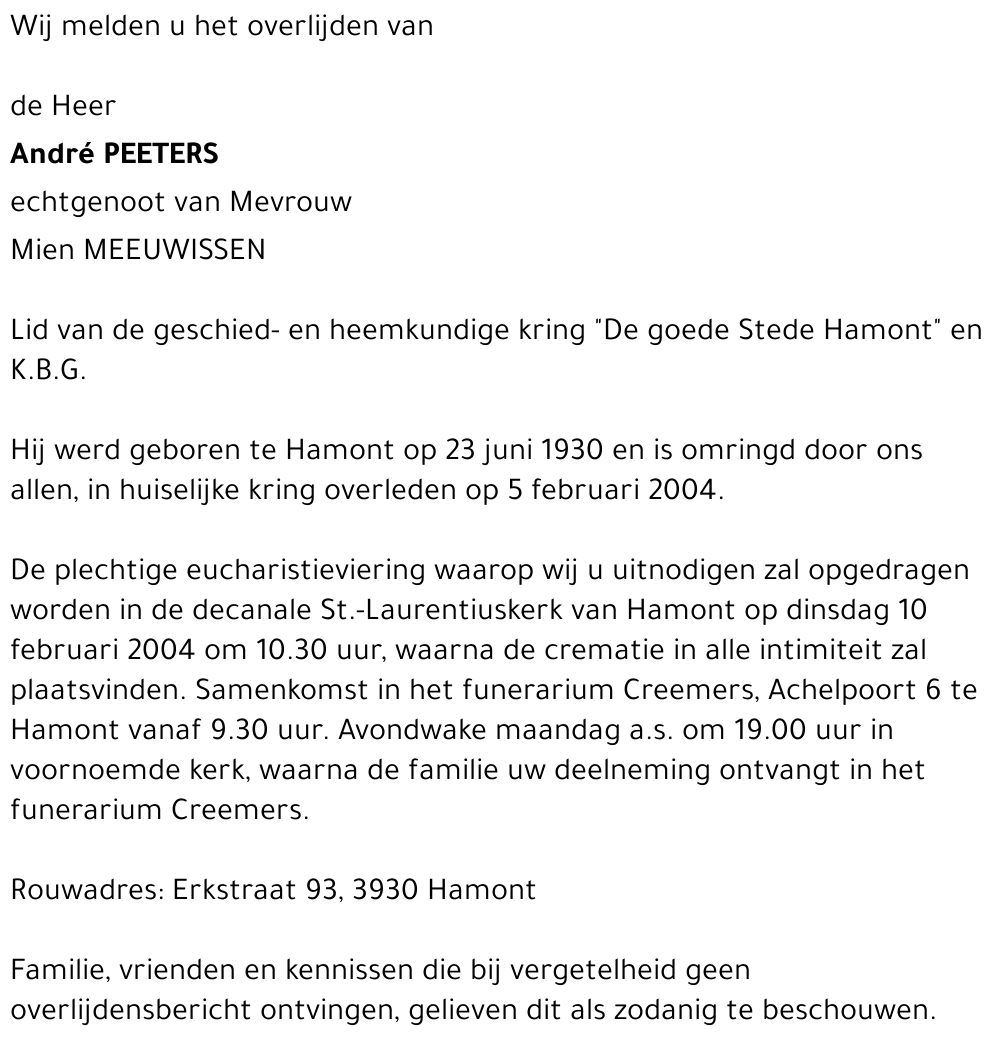 André PEETERS