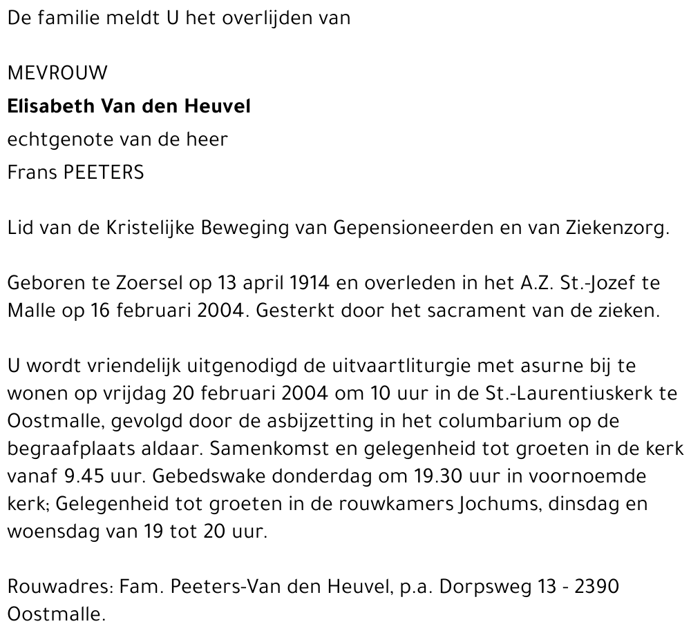 ELISABETH VAN DEN HEUVEL