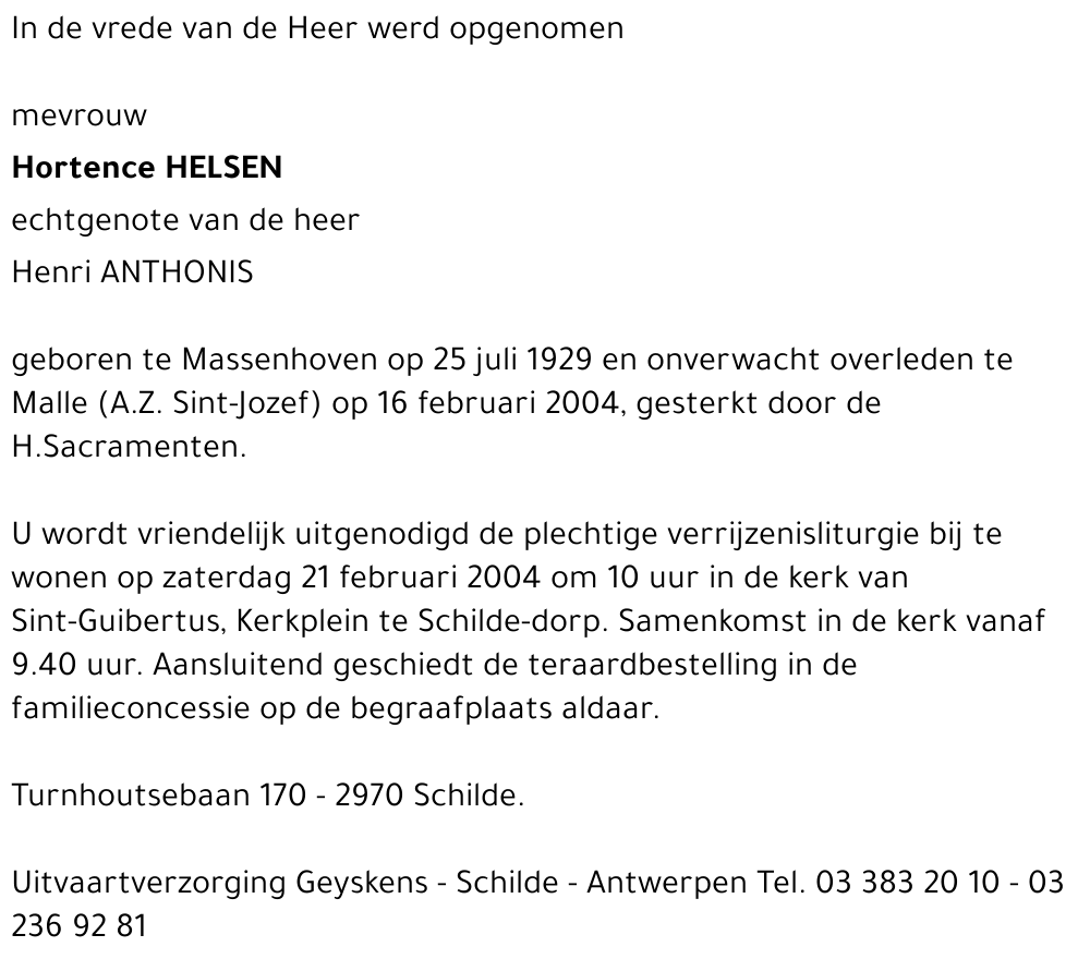 Hortence HELSEN