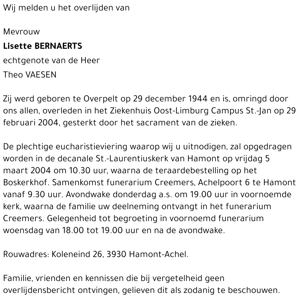 Lisette BERNAERTS