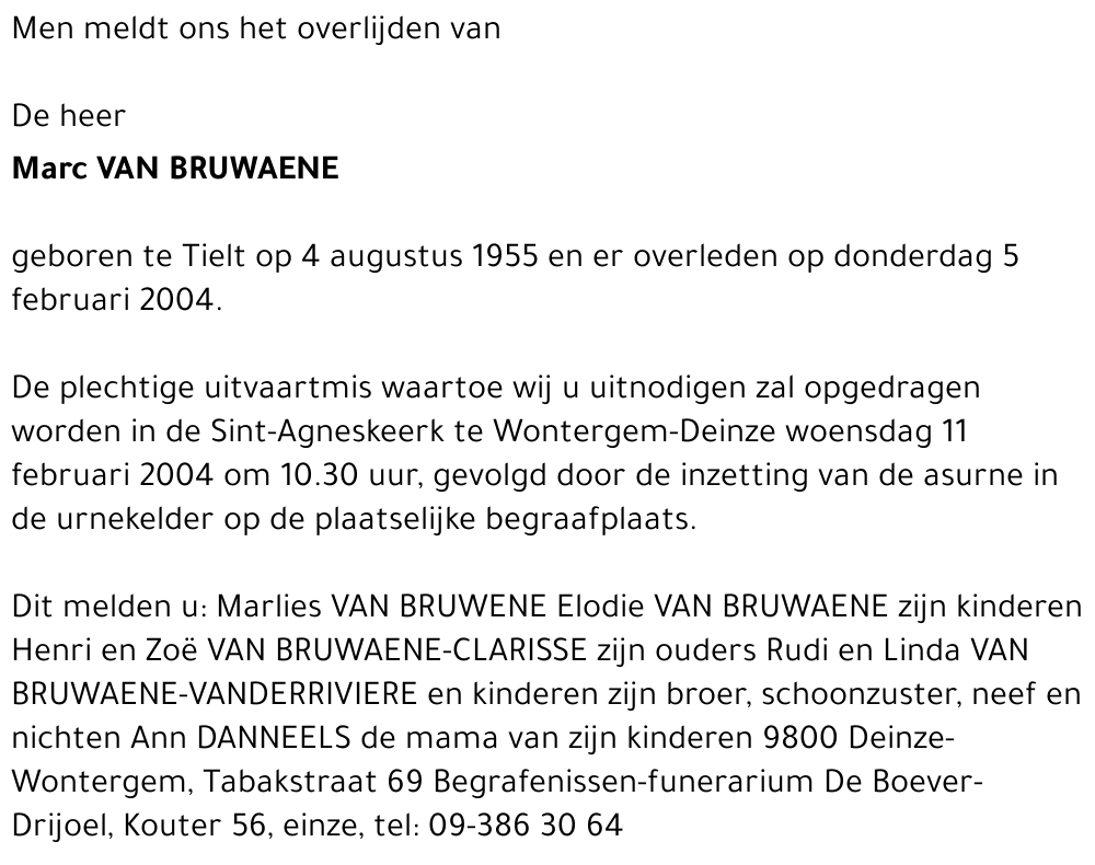 MARC VAN BRUWAENE