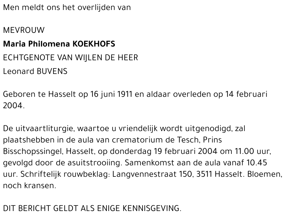 Maria Philomena Koekhofs