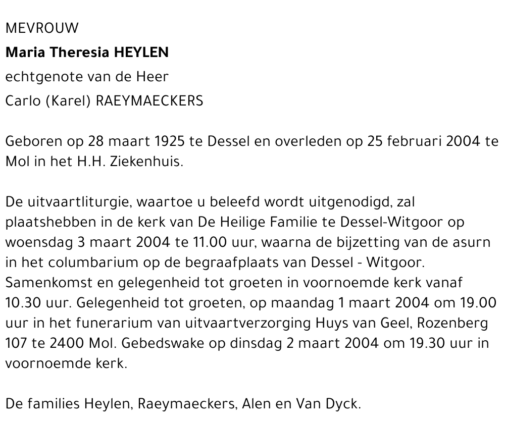 MARIA THERESIA HEYLEN