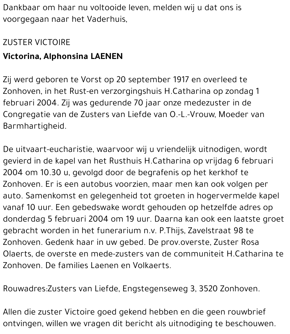 Victorina, Alphonsina Laenen