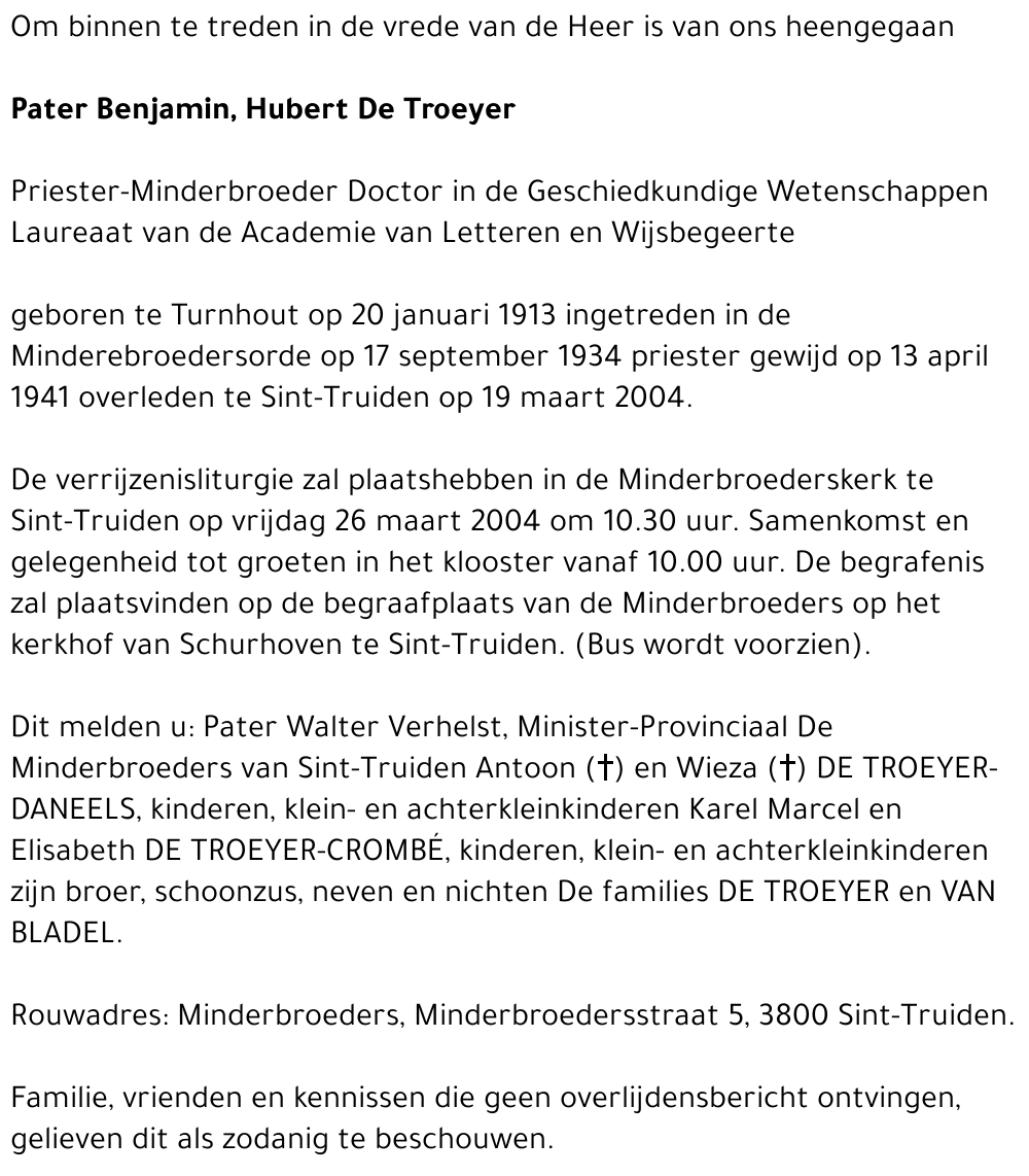 Benjamin Hubert De Troeyer