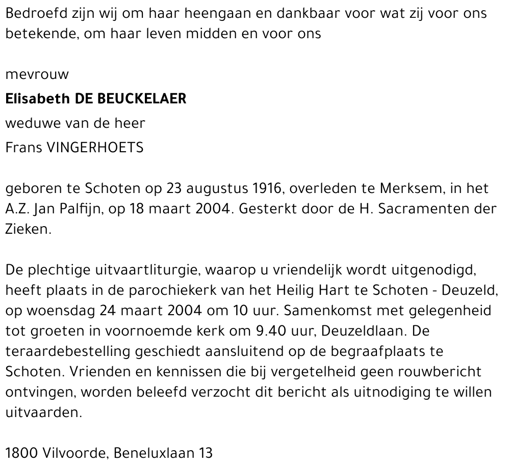 Elisabeth DE BEUCKELAER