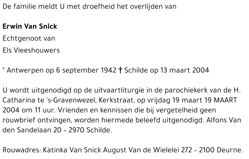 Erwin VAN SNICK