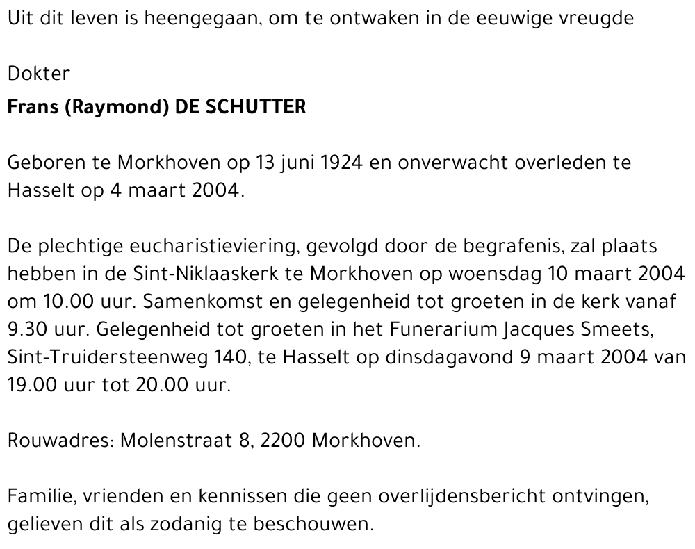 Frans (Raymond) De Schutter