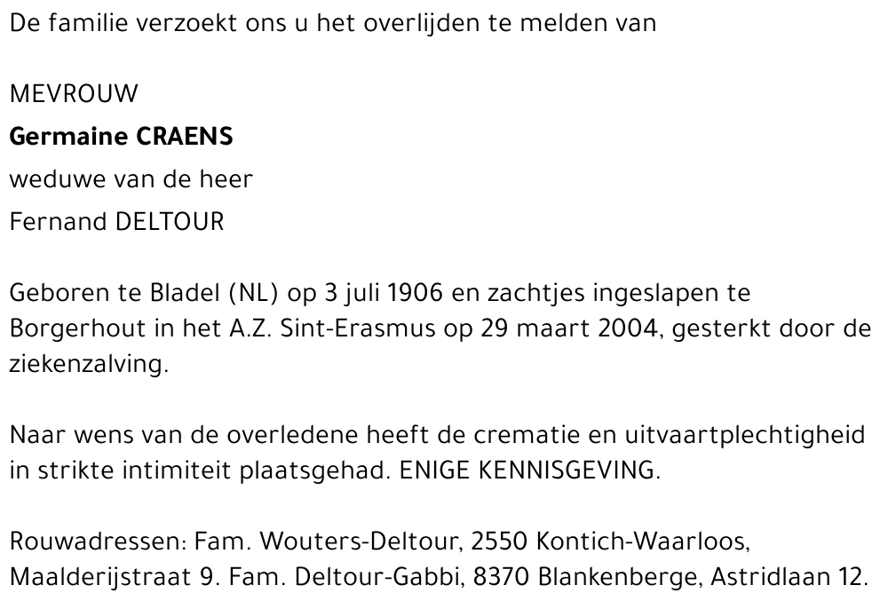 GERMAINE CRAENS