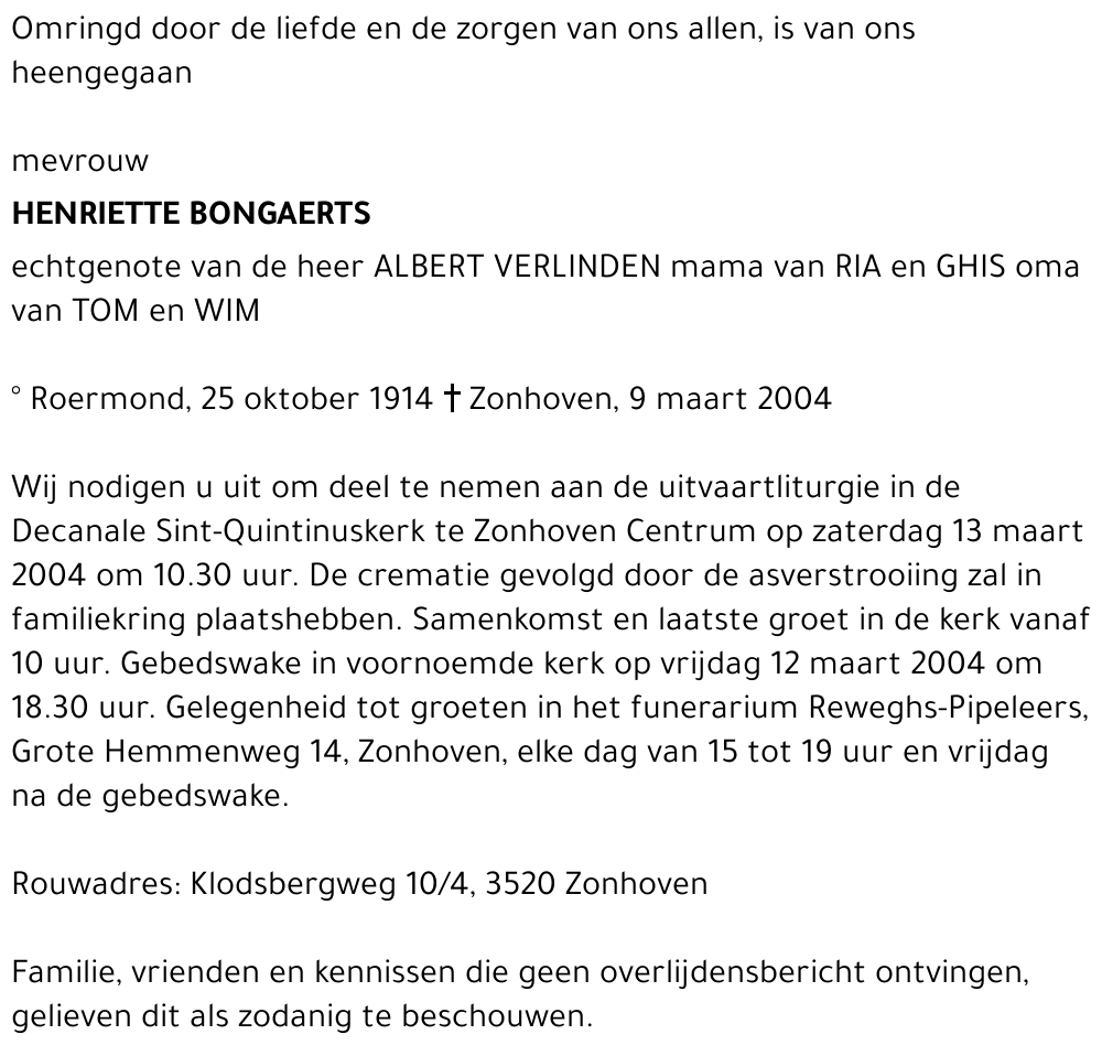 Henriette BONGAERTS