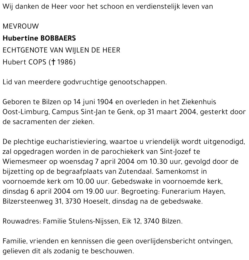 Hubertine Bobbaers