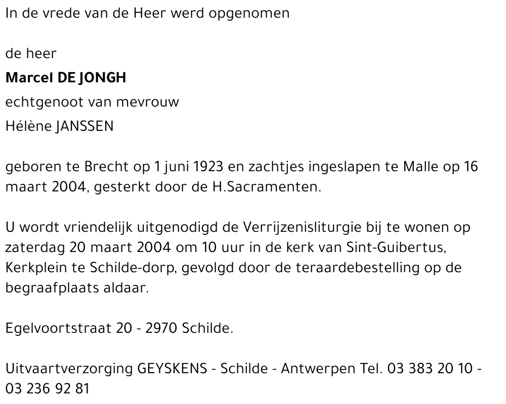 Marcel DE JONGH