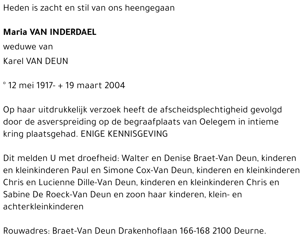 Maria VAN INDERDAEL