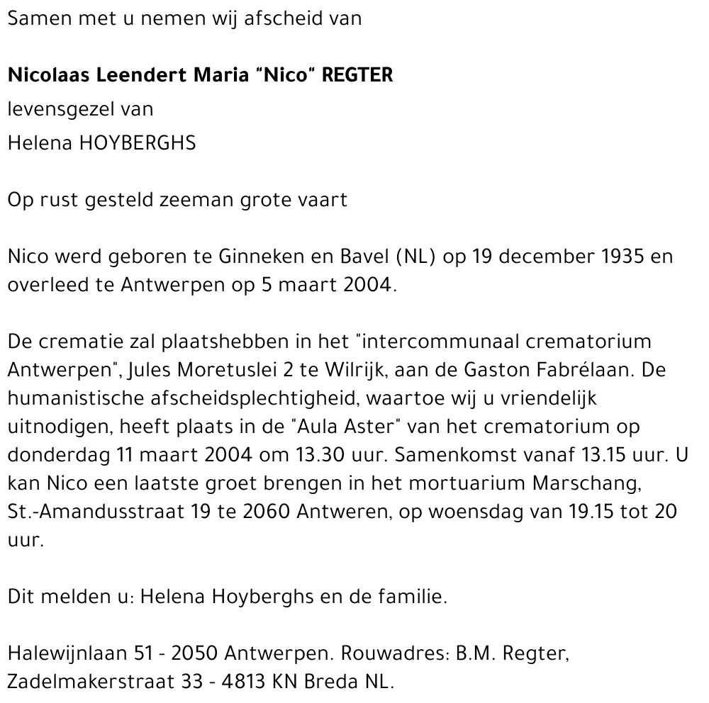 NICOLAAS LEENDERT MARIA 