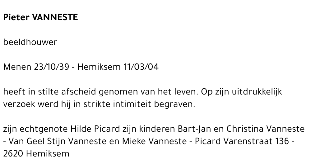 PIETER VANNESTE