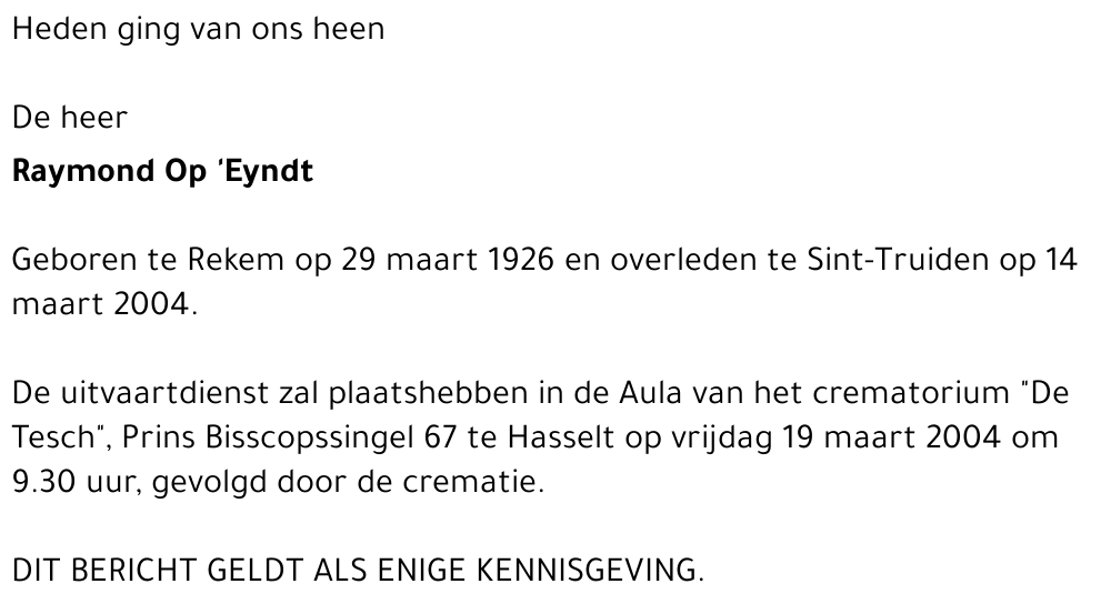 Raymond Op 'Eyndt