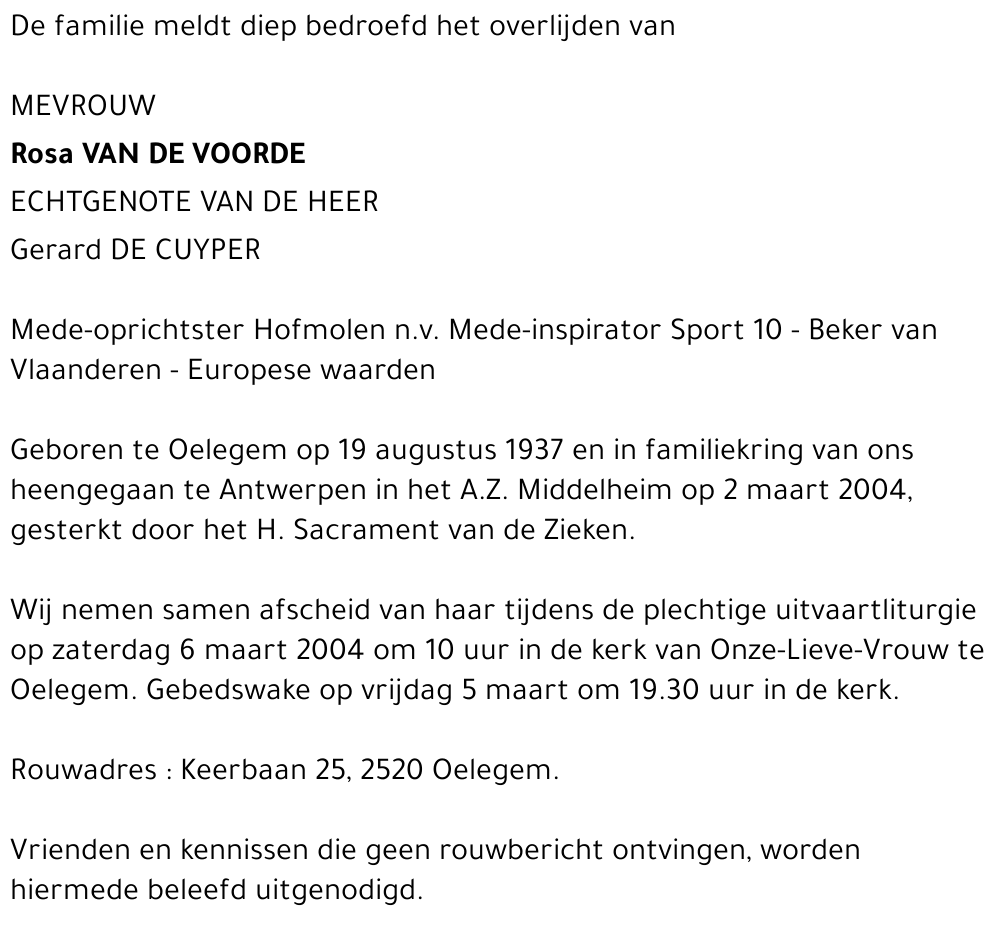 ROSA VAN DE VOORDE
