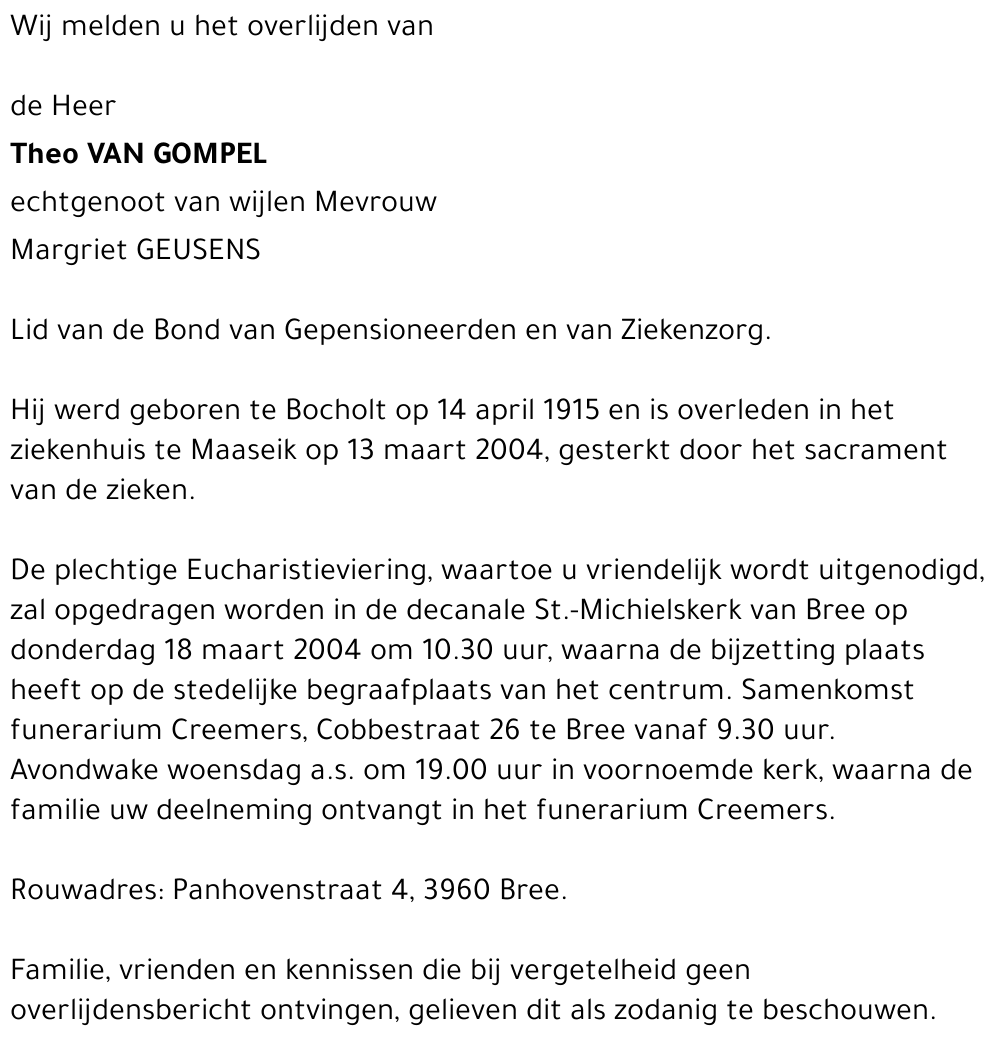 Theo VAN GOMPEL