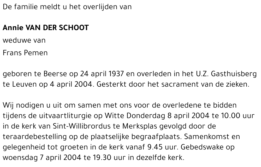 Annie Van der Schoot