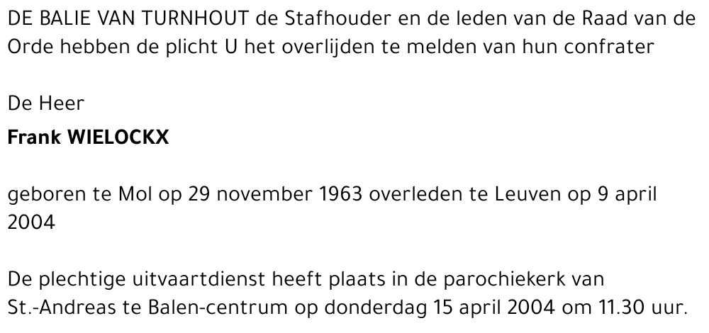 FRANK WIELOCKX