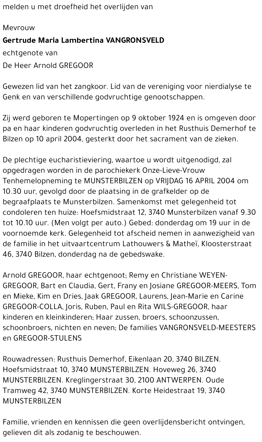 Gertrude VANGRONSVELD