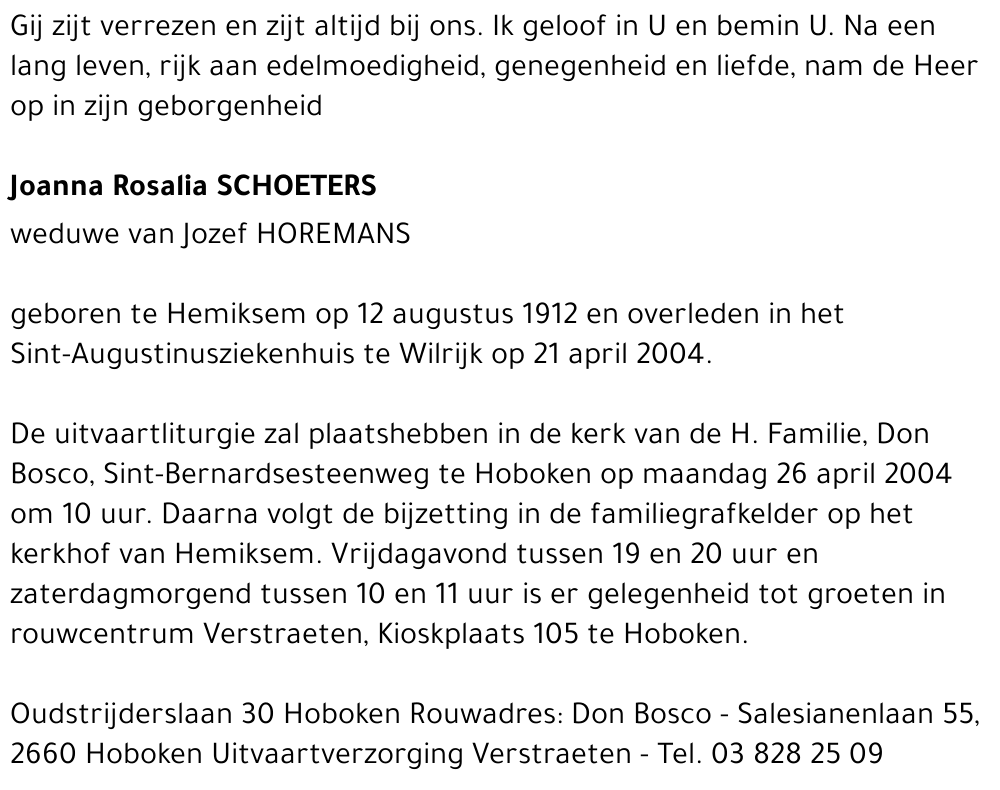 Joanna  Rosalia Schoeters