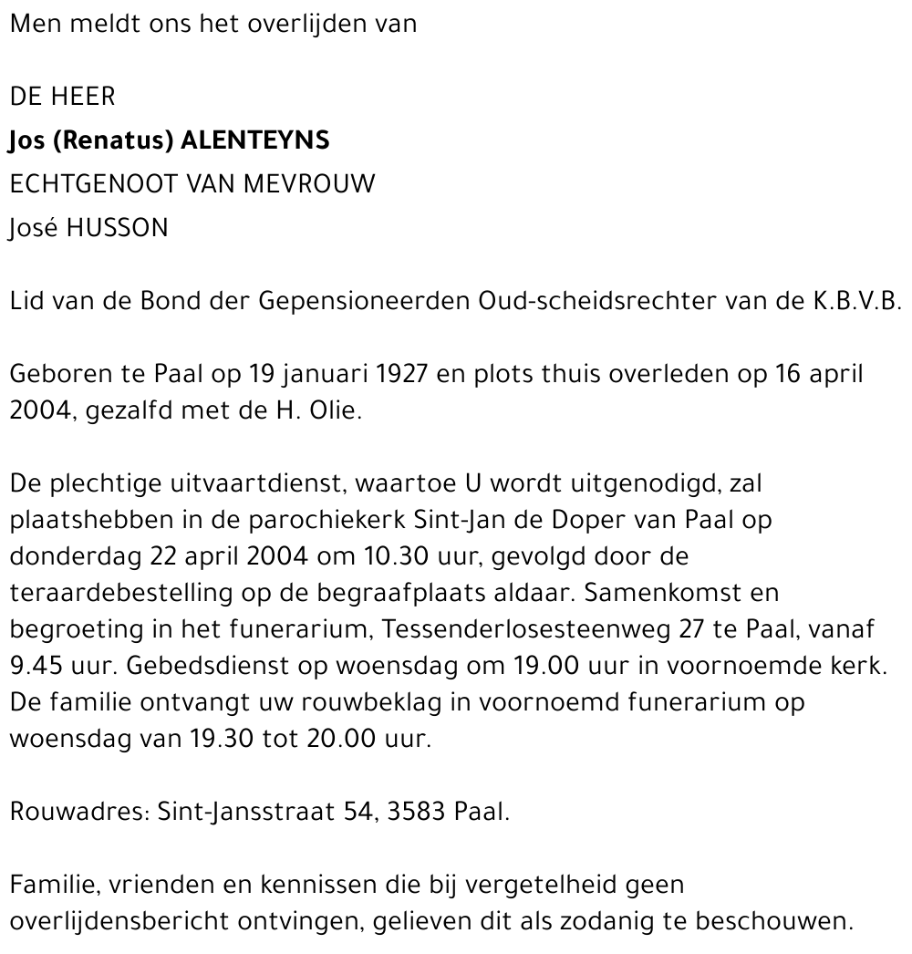 Jos (Renatus) Alenteyns