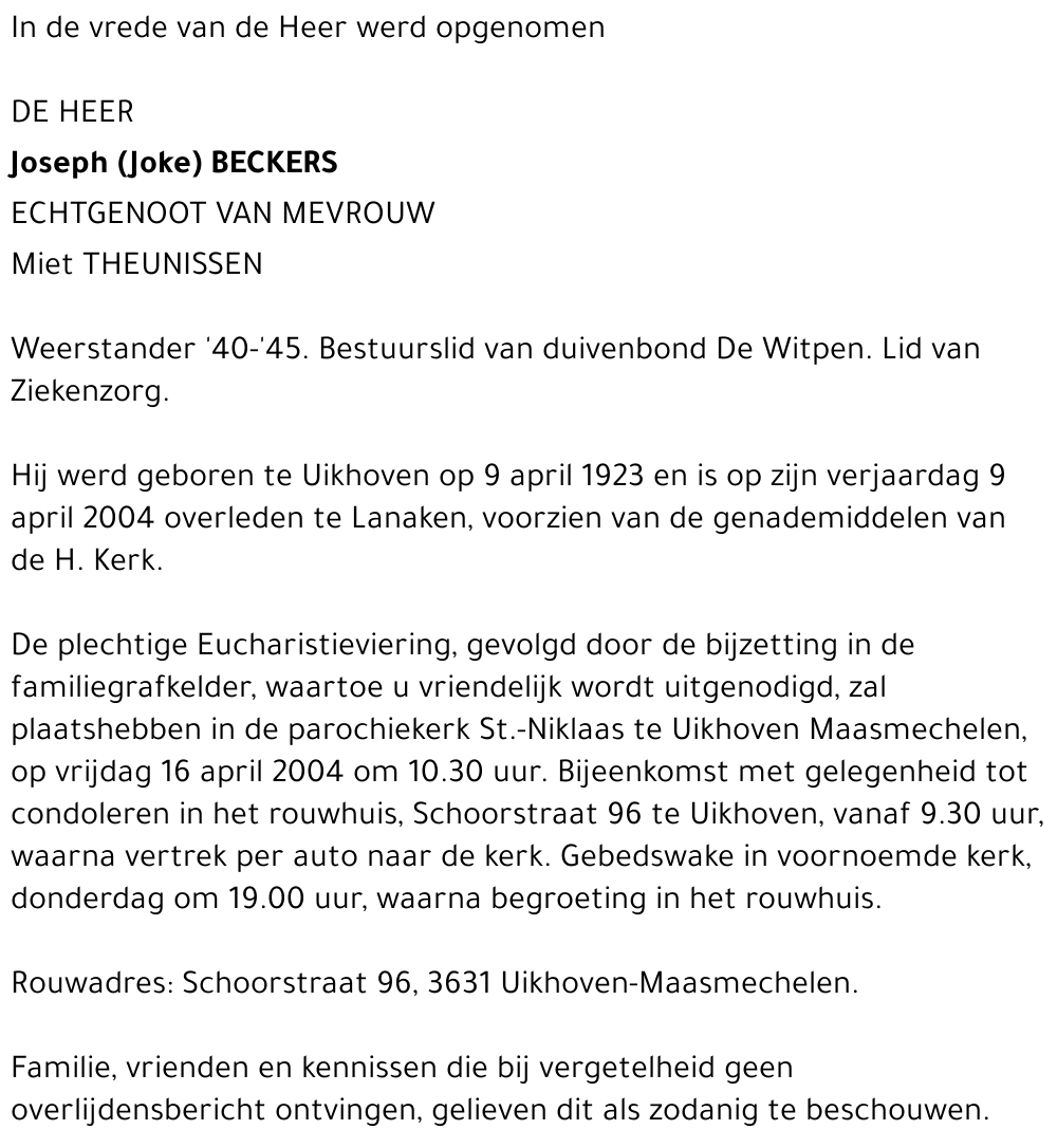 Joseph (Joke) Beckers