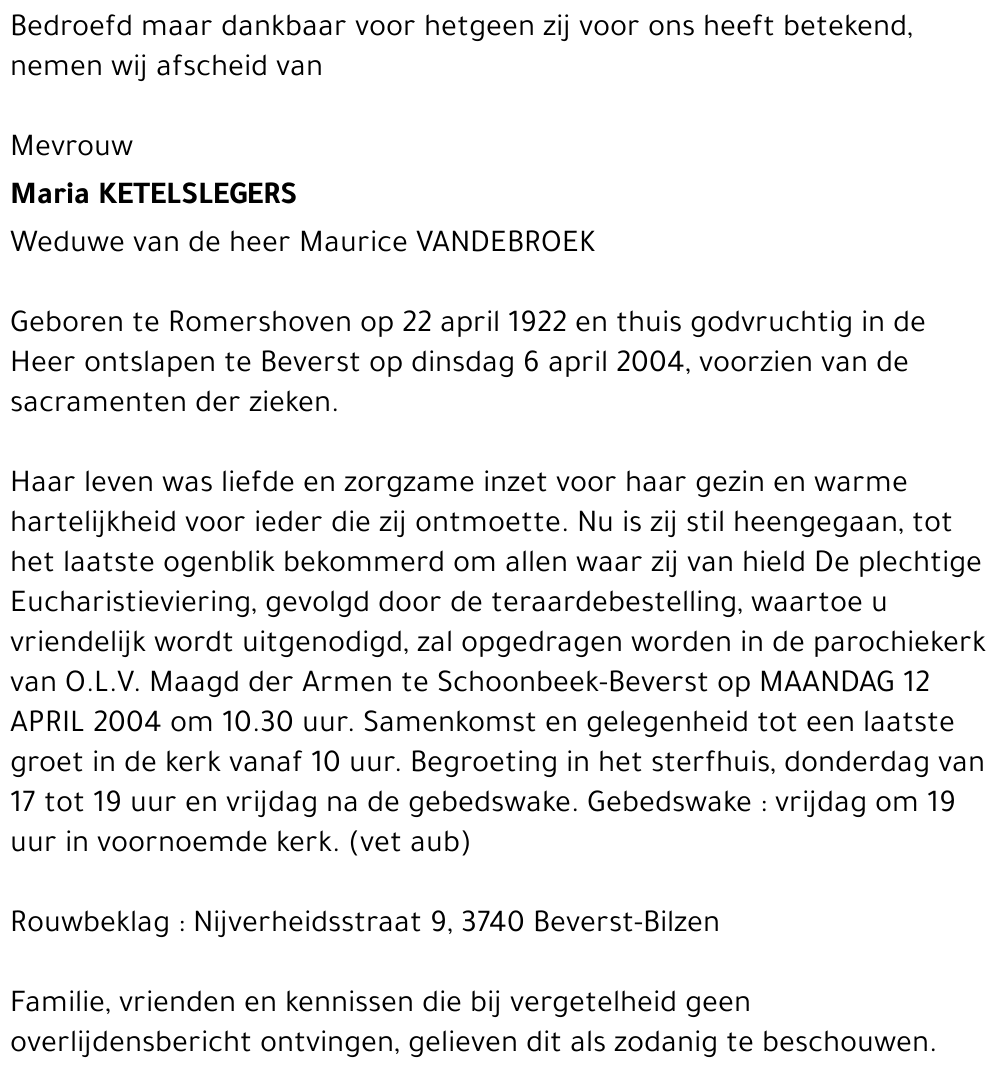 Maria KETELSLEGERS