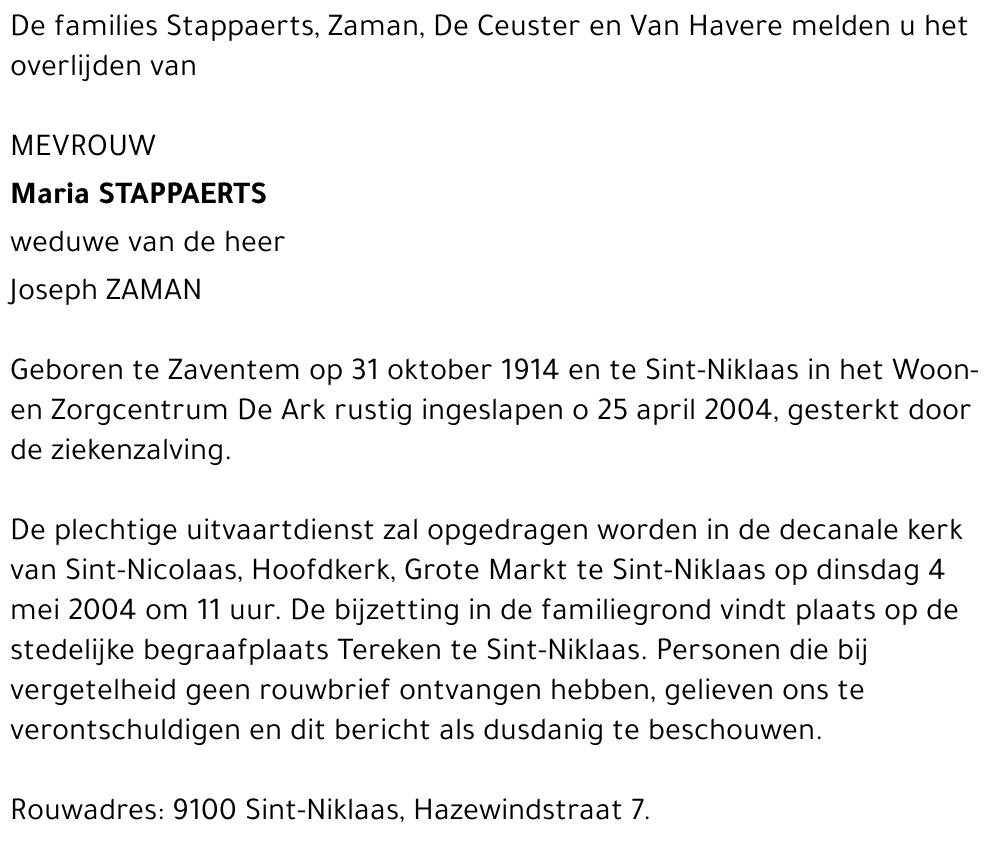 MARIA STAPPAERTS