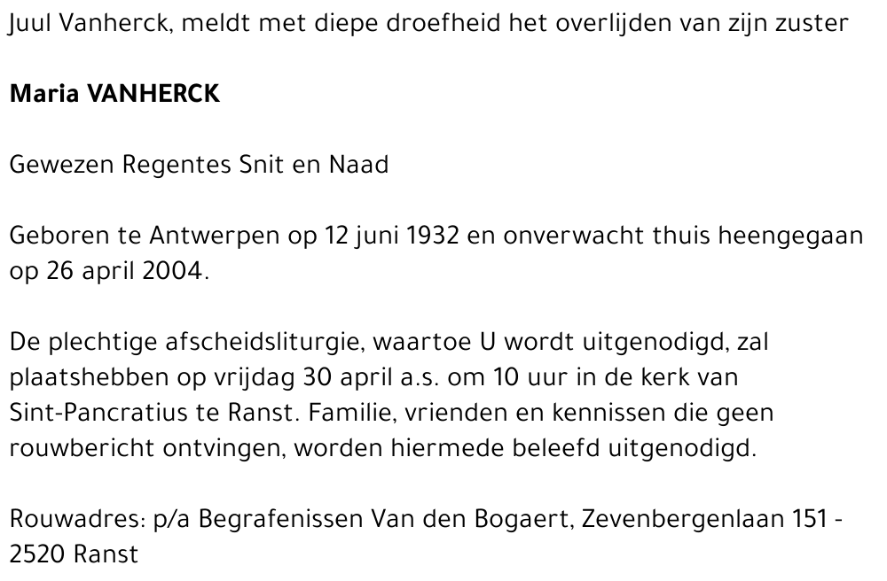 MARIA VANHERCK